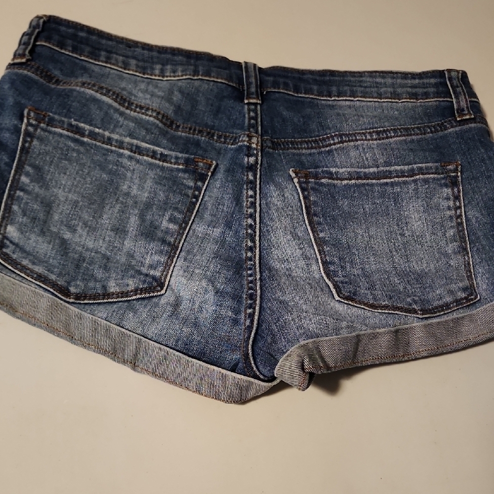 See Thru Soul Blue Distressed Jean Shorts with Rolled Cuffs - Picture 5 of 5